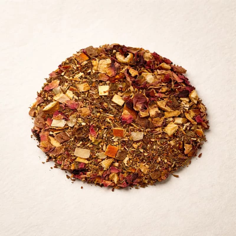 Rooibos Nectar — Rooibos, pieces of peach, apricot, and orange, rose petals, flavoring.. Buy tea at Dear Robert, Tbilisi